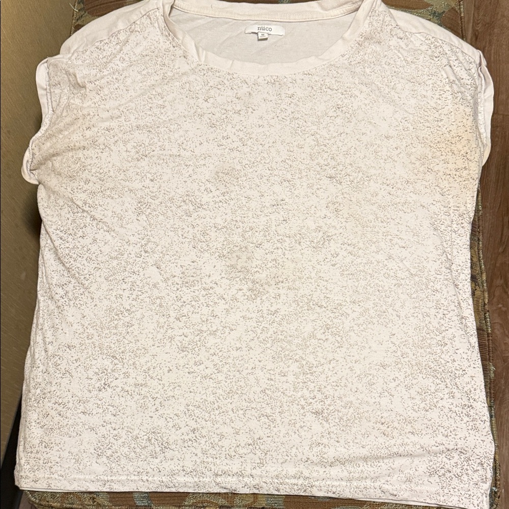Chico's Textured White Short Sleeve Tee